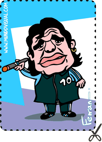 La caricatura de Diego Armando Maradona